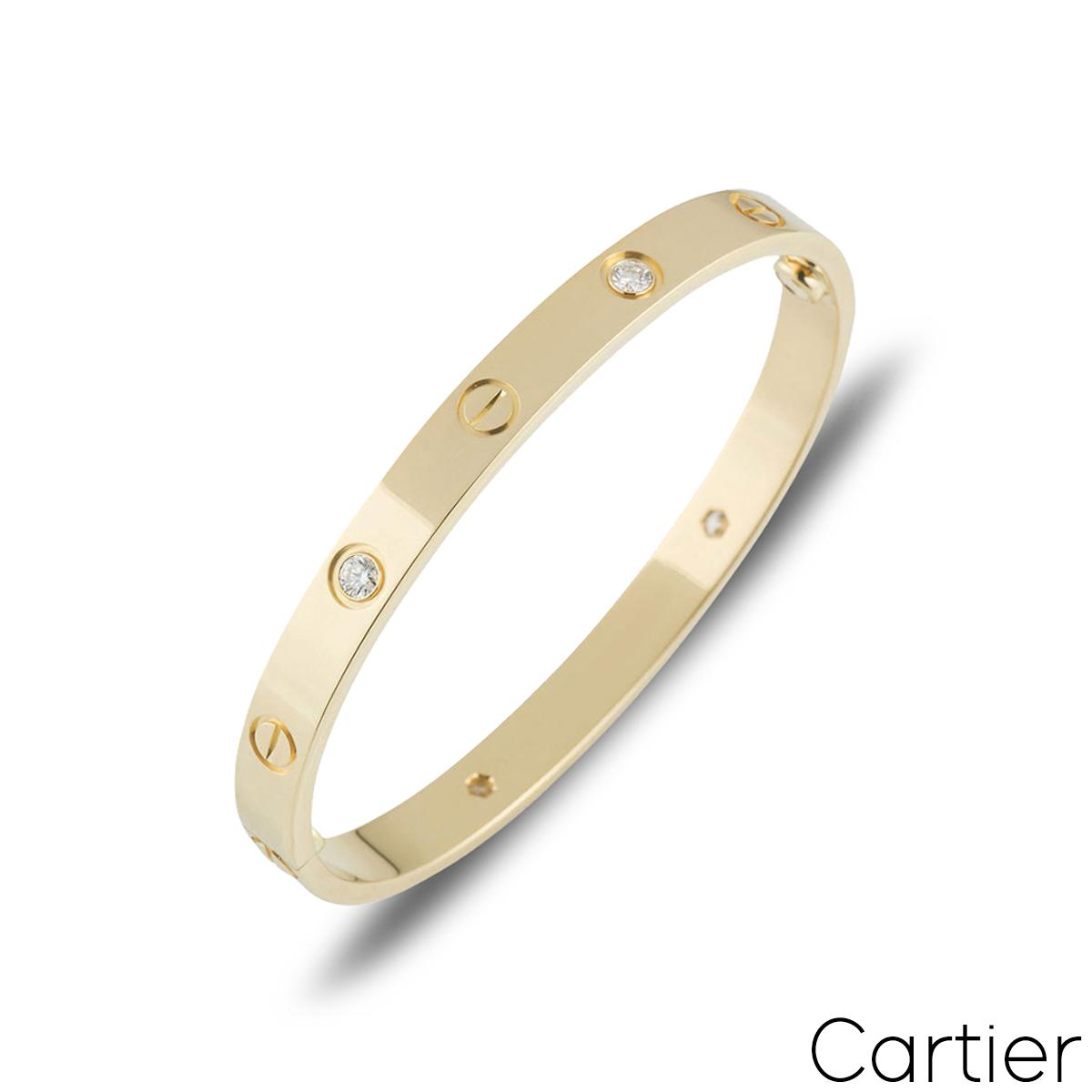 Cartier Yellow Gold Half Diamond Love Bracelet Size 18 B6035918
